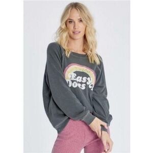 Wildfox Easy Does It Lightweight Sweatshirt Grey Rainbow Sz XS NWT